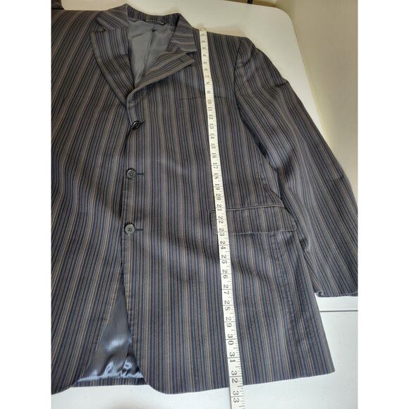 Jack Victor Prossimo Gray Striped 3-Button Formal Career Sport Coat Mens 44L - Picture 6 of 16